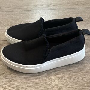 Eileen Fisher Pall Canvas Shoes Women's 6 Black Black Slip On‎ Platform Sneakers
